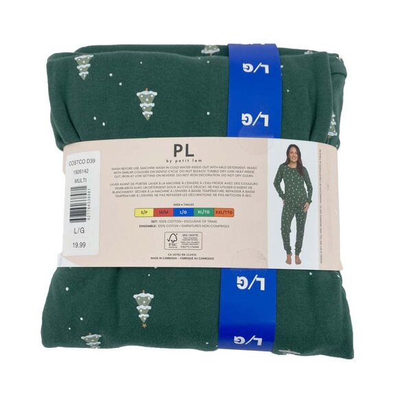 Petit Lem Women's Christmas Tree Pajama Set | 2 Piece | Forrest Green | Large - Picture 2 of 4
